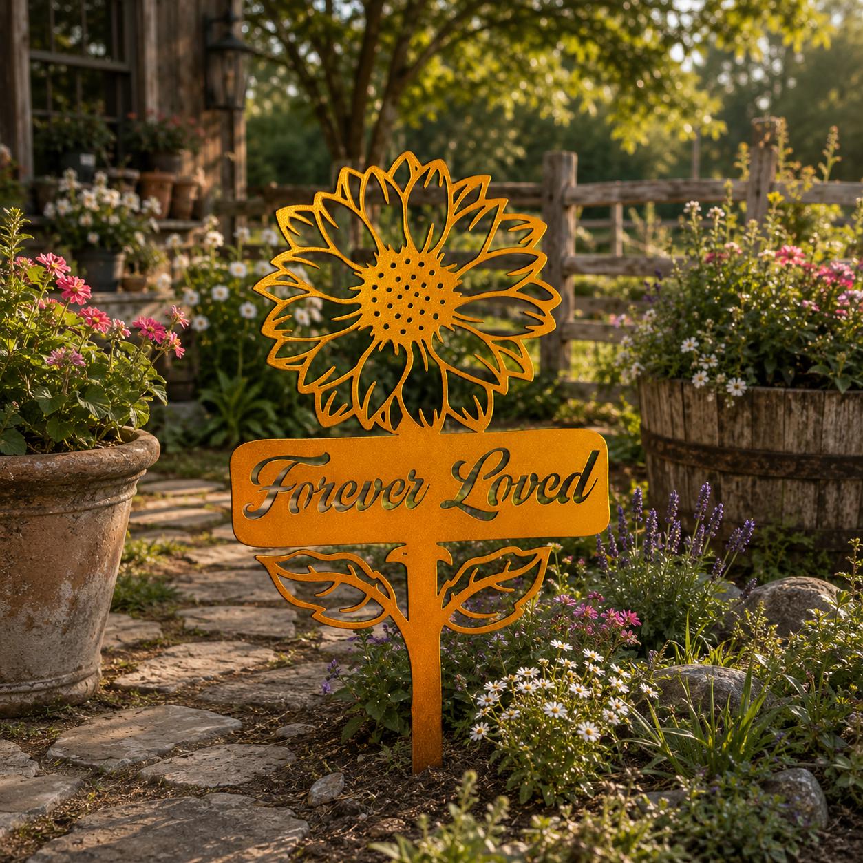 Personalized Sunflower Memorial Stake, Custom Name Grave Marker, Floral Metal Garden Remembrance Gift