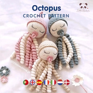 Padrão de crochê de polvo em PDF | Brinquedo de pelúcia amigurumi | Tutorial fácil de crochê de animal marinho