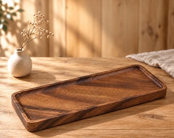 Vassoio in legno naturale – Organizer decorativo rettangolare