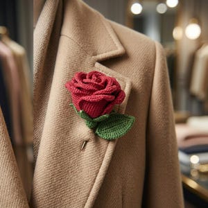 Modèle réaliste de rose au crochet, tutoriel floral à tige câblée (PDF)