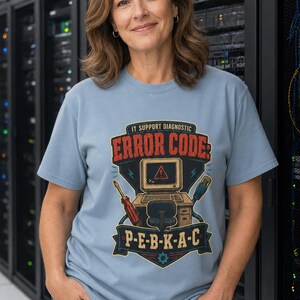 PEBKAC Error Code Shirt, Funny IT Support Tech Computer Help Desk T-Shirt