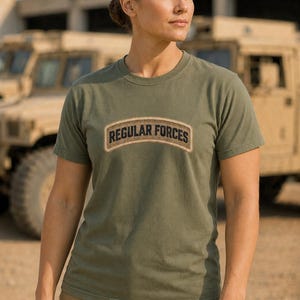 REGULAR FORCES Military Tab T-Shirt | Military badge tee, patch design