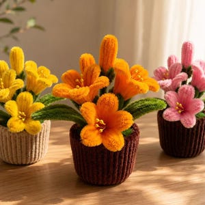 Pipe Cleaner Lily Flower Pot PDF Pattern, Video Tutorial, Step-by-Step Instructions, Instant Download