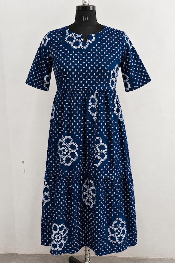 Handblock Printed Party Dress, Boho Maxi Dress for Women, Printed Cotton Dress, Handmade Ethnic Dress, Summer Casual Long Dress