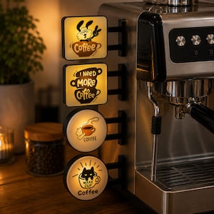 Imán LED para nevera con diseño de cafetería, letrero luminoso de café, decoración de cocina para amantes del café, imán para nevera de cafetería, regalo para baristas, decoración para cafetería en casa.