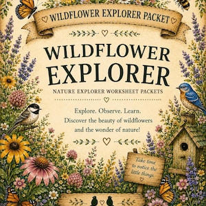 Explorador de Flores Silvestres - Estudo da Natureza (PDF para Imprimir) | Atividades com Flores Silvestres, Diário de Observação, Caça ao Tesouro e Folhas de Atividades Científicas