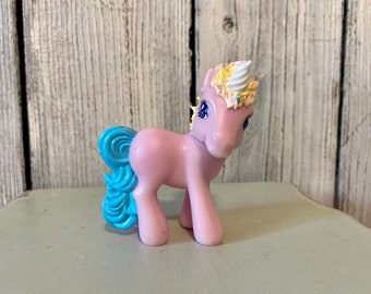 Small Customized Pink My Little Pony with pastel yellow faux Icing Sweets and treats hair