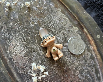 Tiny Dyed Quartz Crystal Troll with Belly Jewel