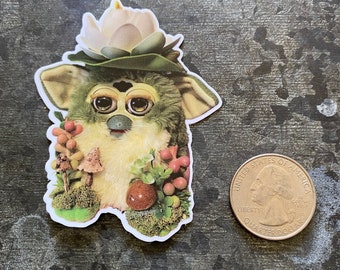 Frog inspired vinyl furby sticker