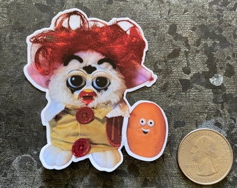 Ronald McDonald inspired vinyl furby sticker