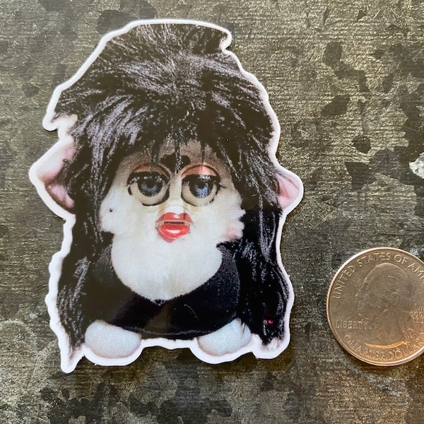 Elvira inspired vinyl furby sticker