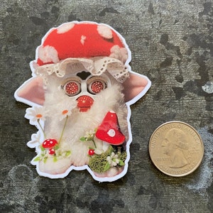 Mushroom inspired vinyl furby sticker