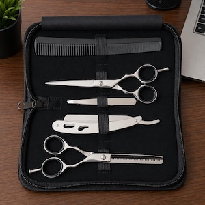 Professionell barbersaxsats Hårklippningssax Gallrivkam Grooming Kit Resefodral