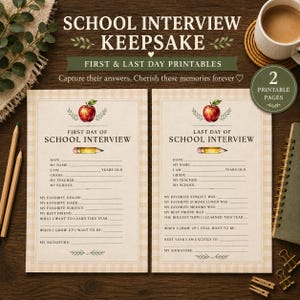 Interview over de eerste en laatste schooldag, printbaar materiaal voor de start van het schooljaar, 'Alles over mij'-werkblad, vragenlijst voor kinderen, schoolherinneringsboek (pdf)