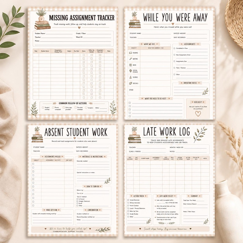 Absent & Missing Work Station Bundle | Missing Assignment Tracker ...