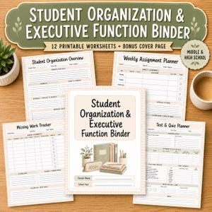 Ordner für Schülerorganisationen und exekutive Funktionen | Arbeitsblätter für die Schulplanung in Mittel- und Oberstufe | Lerntechniken und akademische Organisation