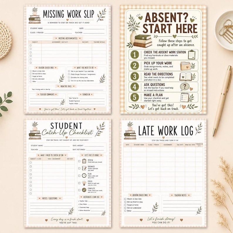 Absent & Missing Work Station Bundle | Missing Assignment Tracker ...