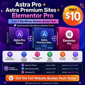 Astra Pro + Elementor Pro Bundle | WordPress Website Builder Kit (Digital Download)