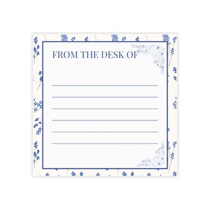 Blue Floral Lined Notepad Post-it® Note Pads | Personalized Name Header