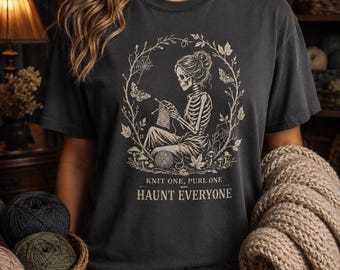 Camiseta de punto de esqueleto, camiseta "Teje uno, vuelve uno, persigue a todos"