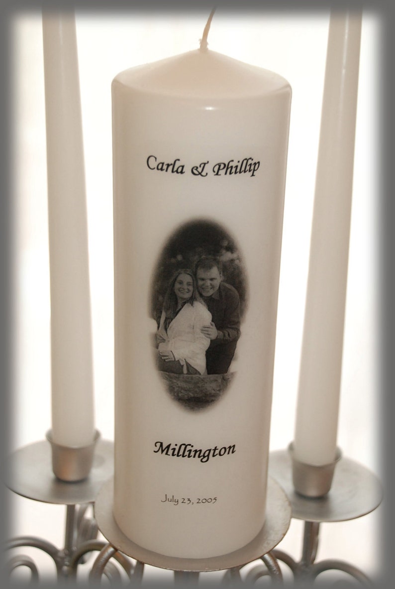 Personalized Unity Candle Set With Your Picture I Wedding Candles I Wedding Decorations I Custom Unity Candle image 3