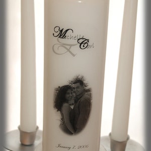 Personalized Unity Candle Set With Your Picture I Wedding Candles I Wedding Decorations I Custom Unity Candle image 1