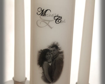 Personalized Unity Candle Set With Your Picture I Wedding Candles I Wedding Decorations I Custom Unity Candle