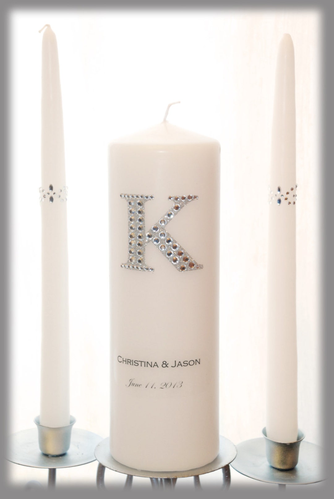BLING Personalized Unity Candle Set With Monogram Wedding Etsy