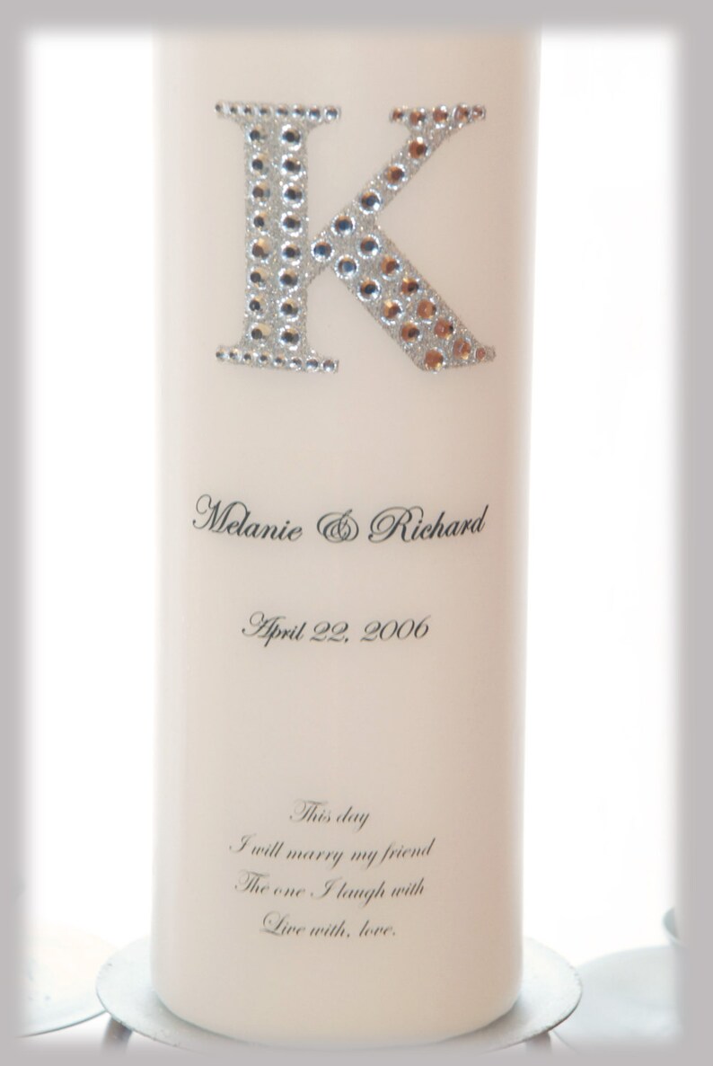 BLING Personalized Unity Candle Set With Monogram I Wedding Etsy