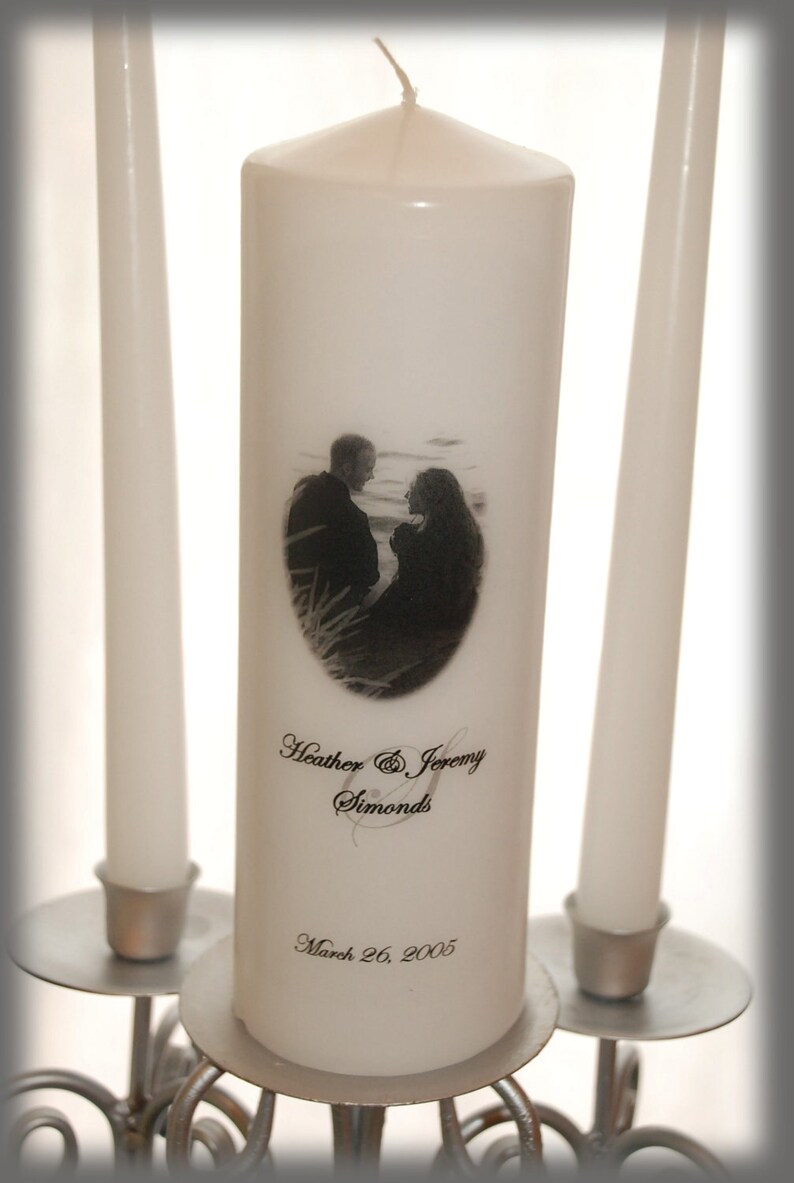 Personalized Unity Candle Set With Your Picture I Wedding Candles I Wedding Decorations I Custom Unity Candle image 2