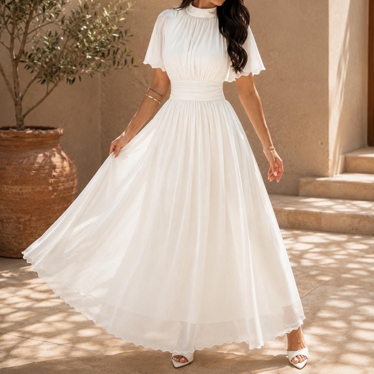 flowy midi white dress Super Shop White Dresses Mini, Maxi Dresses Princess Polly flowy midi dress