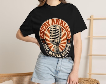 Garment-Dyed T-shirt, Retro Microphone Graphic Tee, Comfort Colors Vintage Style