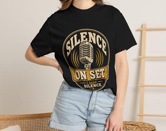 Silence On Set Microphone Graphic Tee, Comfort Colors Heavyweight Cotton Shirt