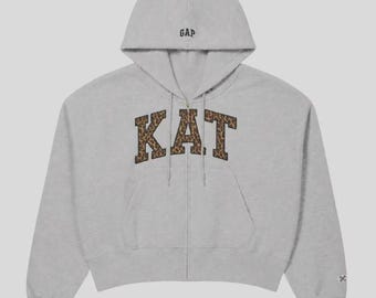 Moletom com capuz cinza GAP x KATSEYE | Moletom oversized com zíper estilo K-Pop | Moda streetwear unissex