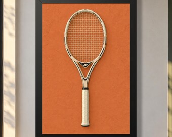 Racket Terracotta Tennis Wall Art | Framed or Unframed Print | Nidves Editions
