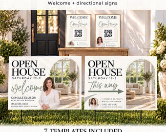 Real Estate Open House Welcome Sign Canva Template Bundle | Realtor Marketing | Editable Poster | Self Edit or Personalized | Agent Branding