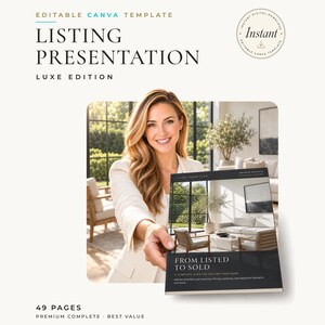 Listing Presentation Canva Template Luxe Edition | Real Estate Seller Consultation | Home Seller Guide | Seller Roadmap (Portico)