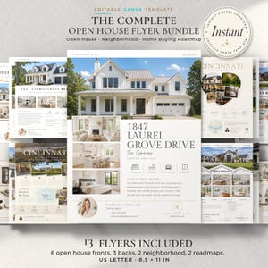 Real Estate Open House Flyer Template Bundle | Neighborhood Guide | Home Buying Roadmap | Canva Template | Realtor Marketing | 2026 2027