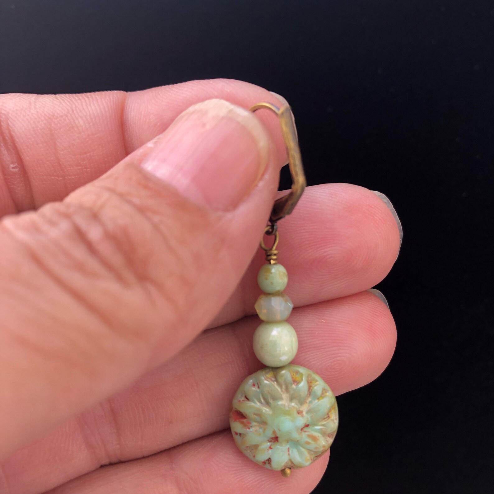 Light Green Dangle Earrings Etsy
