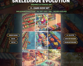 Skeledirge Evolution 201 + 202 + 258 Extended Art Print | Paldea Evolved Binder Display | 9 Pocket Binder Art | Binder Insert | Michi Art