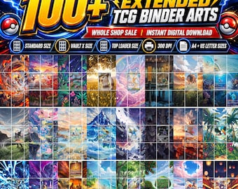 100+ Pokemon Extended Art Binder Pages Bundle | Printable Binder Cover Set | Digital Trading Card Album Art | Pokemon TCG Binder Bundle