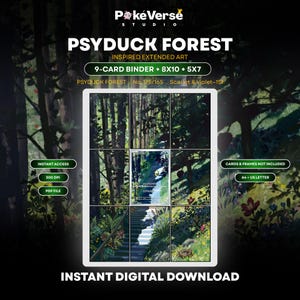 Psyduck Forest Inspired Extended Art | 9 Pocket Binder Page | Pokemon Binder Display | Pokemon Gift | Digital Download | Pokemon TCG Divider