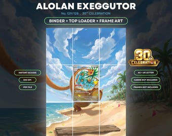 Alolan Exeggutor 129/128 | 30th Celebration|  Extended Binder Art Display |  Printable Card Art for 9 Pocket Binder |  TCG Binder Display