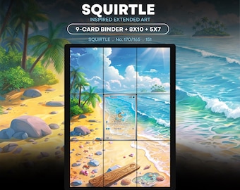 Squirtle Inspired Extended Art | 9 Pocket Binder Page | Pokemon Binder Display | Squirtle Binder Art Display | Squirtle Wall Art