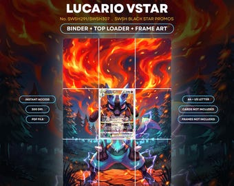 Lucario VSTAR SWSH291/SWSH307 Extended Binder Art Display  | Printable Card Art for 9 Pocket Binder | TCG Binder Display |  Digital Download