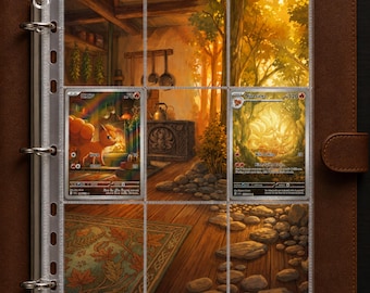 Ninetales and Vulpix Extended Art Pokemon Binder Page | Mega Evolution  9 Pocket Binder & Frame Display | Printable Card Art Wall Decor Gift