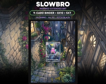 Slowbro 90/84 Inspired Extended Art | Pitch Black Collector Bundle | Pokemon Wall Art Print | 9 Pocket Binder Page | Slowbro Extended Binder