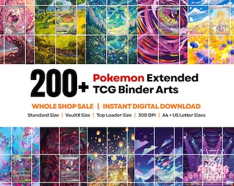 200+ Pokemon Extended Art Binder Pages Bundle | Printable Binder Cover Set | Digital Trading Card Album Art | Pokemon TCG Binder Bundle