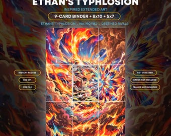 Ethan's Typhlosion 190/182 Extended Binder Art Display | Destined Rivals 9 Pocket Binder Page | Pokemon Binder Display