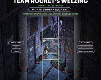 Team Rocket's Weezing 199/182 Destined Rivals Extended Art | 9-Pocket Binder Display | Pokemon TCG Art | 5x7 8x10 Binder Art | Pokemon Gift